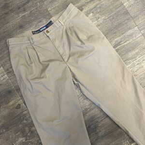 Vintage Duxbak‎ Pleated Khaki Pants Men Size 38x32 Made In USA Cotton (513)